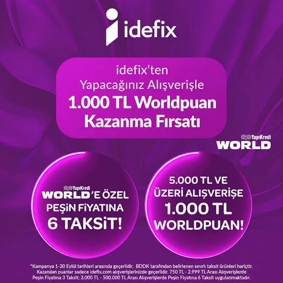 İdefix ve Yapıkredi ortak kampanyası, mor renklerde.