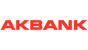 Kırmızı büyük harfler ile yazılmış AKBANK yazısı